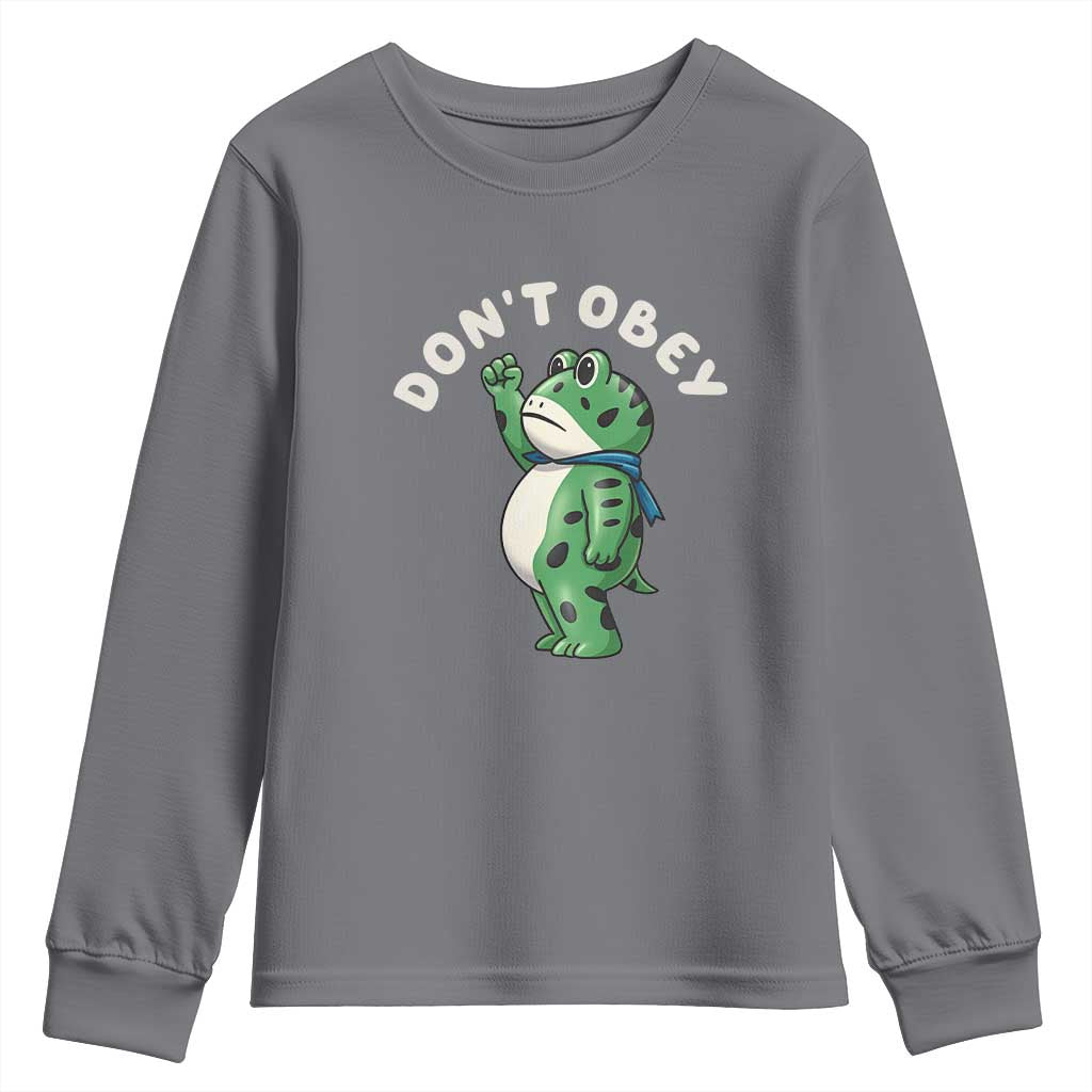 Portland Frog Youth Sweatshirt Don't Obey Inflatable Costume Protest - Wonder Print Shop