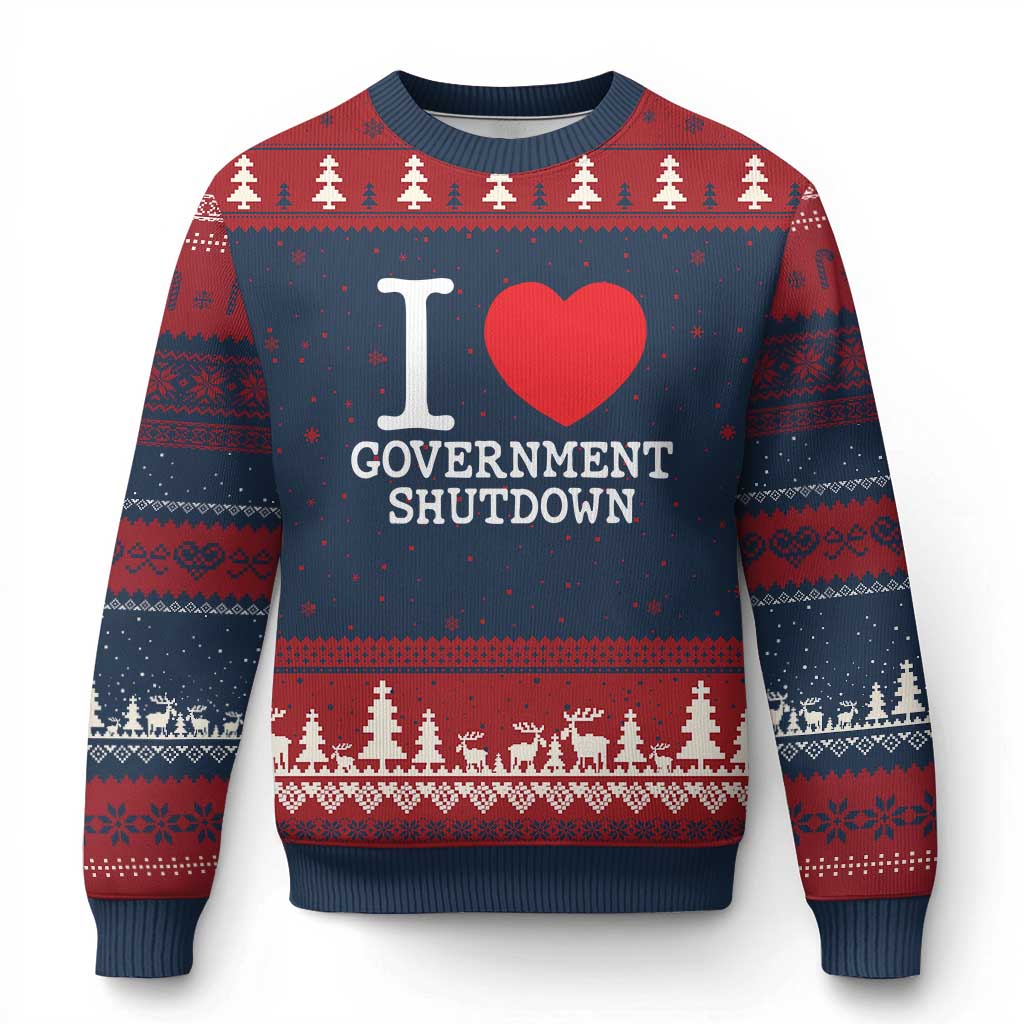 I Love Government Shutdown Ugly Christmas Sweater Libertarian Anarchist - Wonder Print Shop