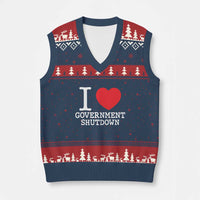 I Love Government Shutdown V-Neck Knit Sweater Vest Libertarian Anarchist - Wonder Print Shop