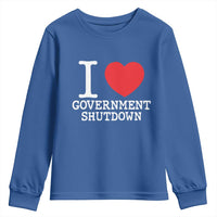 I Love Government Shutdown Youth Sweatshirt Libertarian Anarchist - Wonder Print Shop