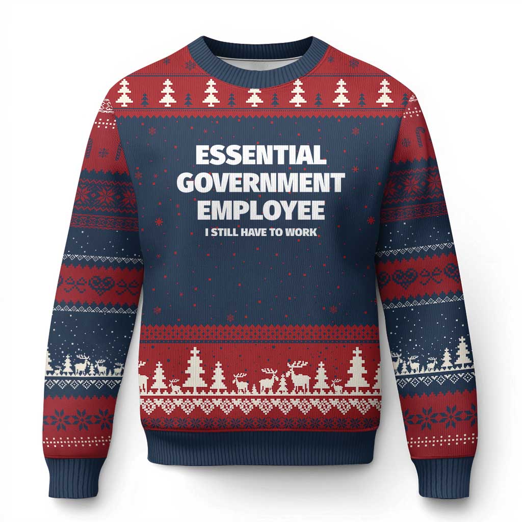 Essential Government Employee Ugly Christmas Sweater Government Shutdown - Wonder Print Shop