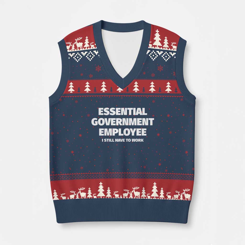Essential Government Employee V-Neck Knit Sweater Vest Government Shutdown - Wonder Print Shop