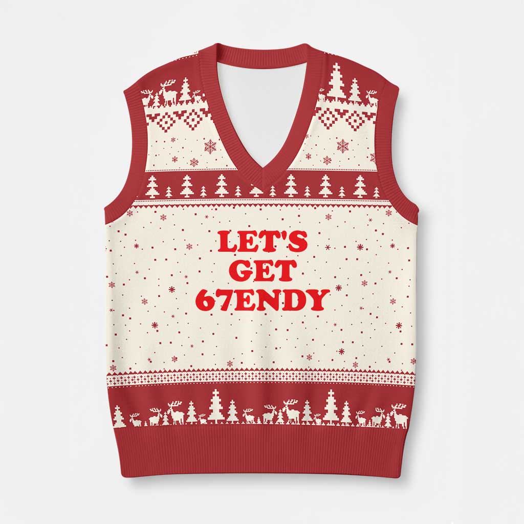 Let's Get Sendy 67 V-Neck Knit Sweater Vest Funny 6 7 Six Seven 6 7endy Meme - Wonder Print Shop