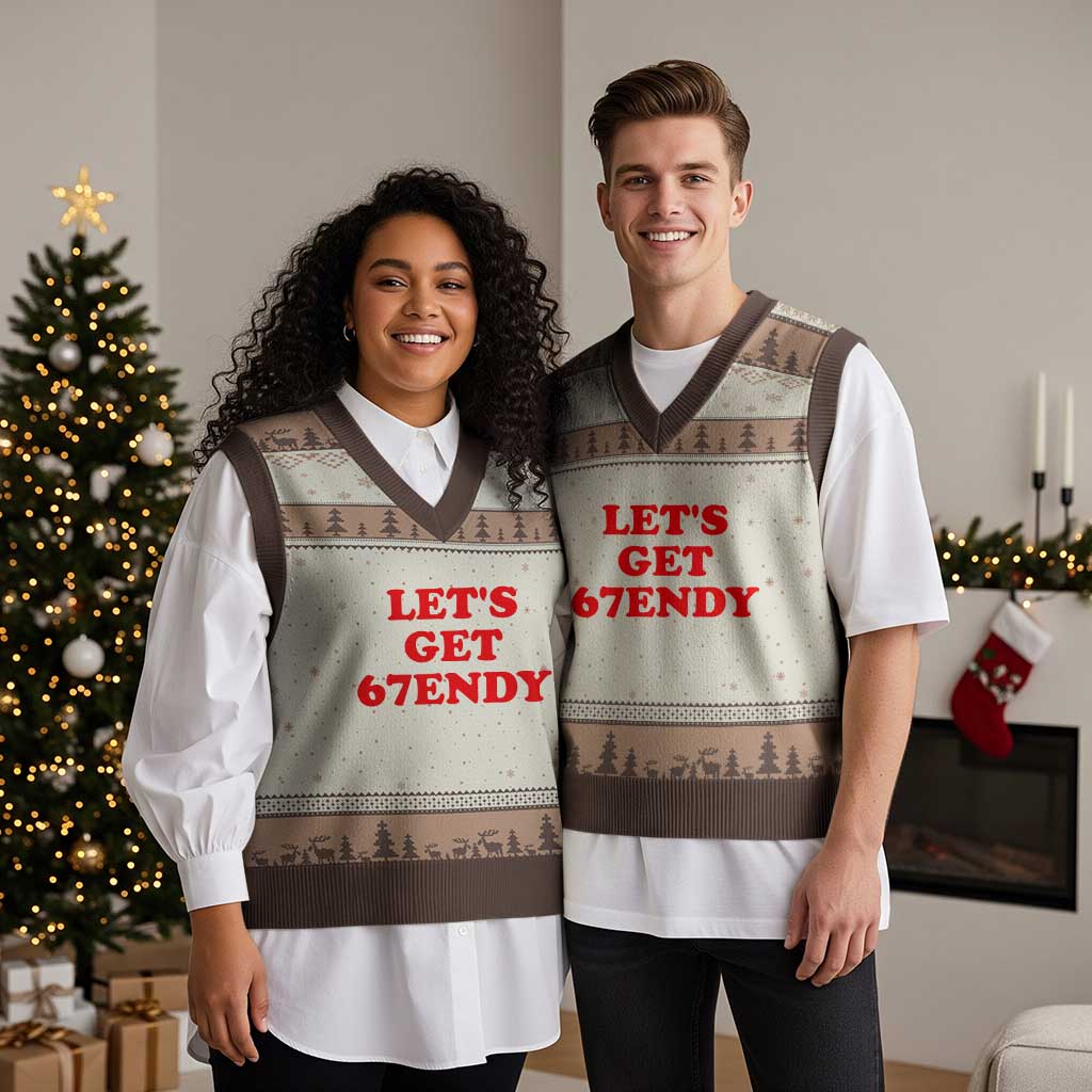 Let's Get Sendy 67 V-Neck Knit Sweater Vest Funny 6 7 Six Seven 6 7endy Meme - Wonder Print Shop