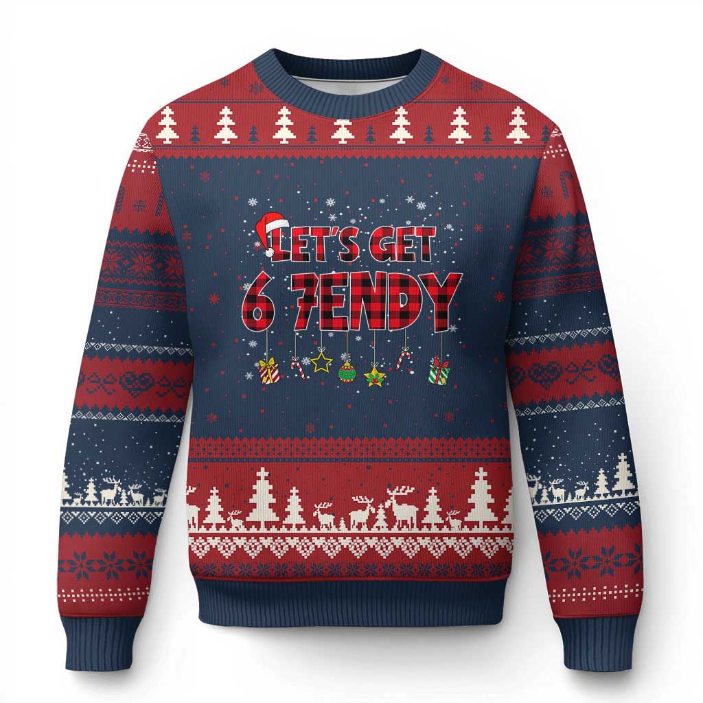 Six Seven Xmas Ugly Christmas Sweater Let's get Sendy 7endy Funny 67 6 7 Meme Gen Alpha Slang - Wonder Print Shop