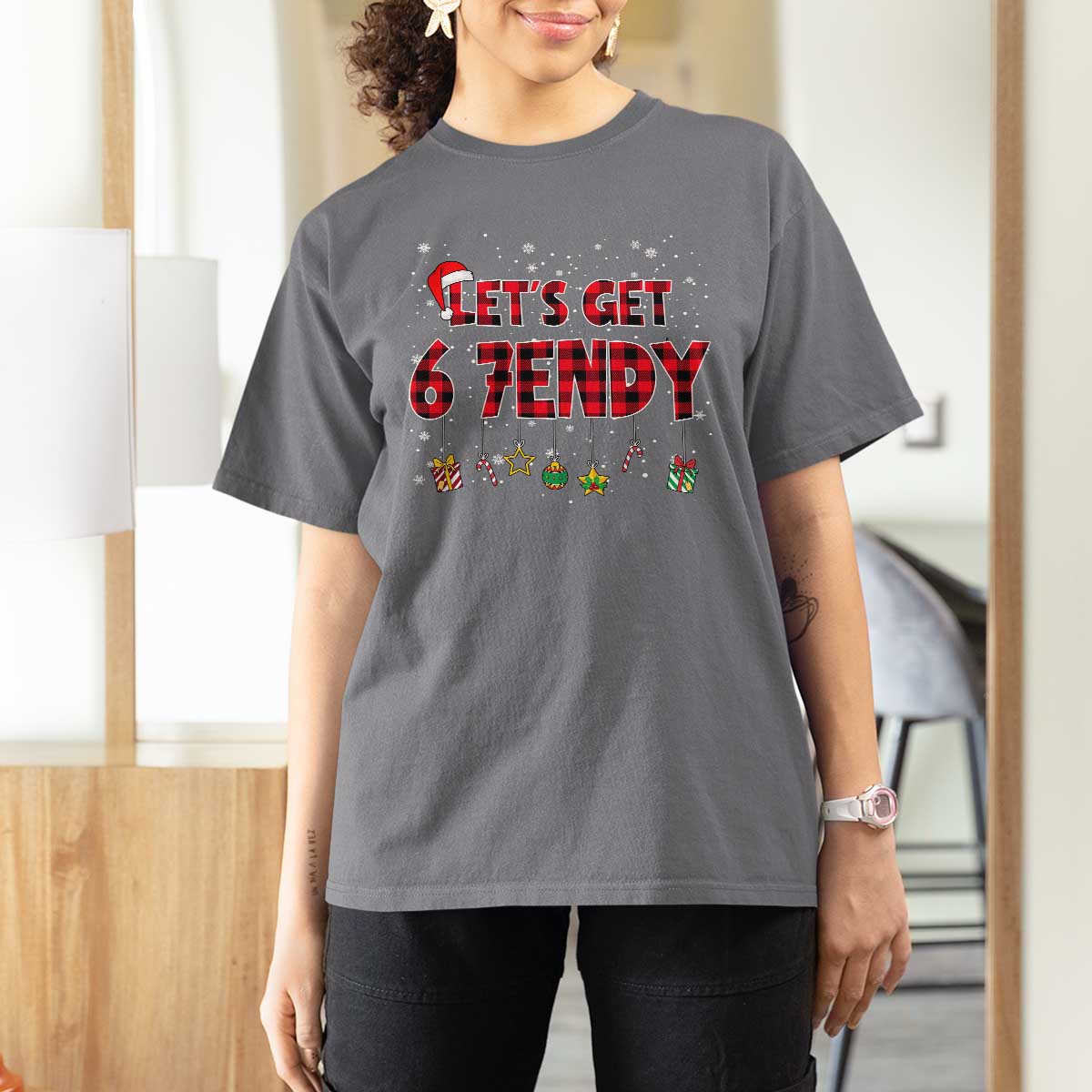 Six Seven Christmas T Shirt For Women Let's get Sendy 7endy Funny 67 6 7 Meme Gen Alpha Slang - Wonder Print Shop
