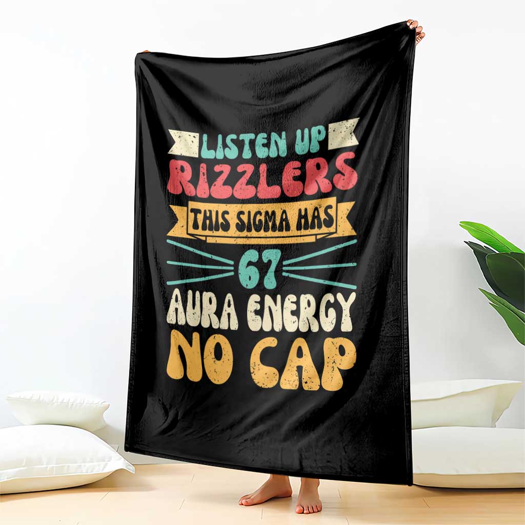 Listen Up Rizzlers This Sigma Has 67 Aura Energy Six Seven Throw Blanket - Wonder Print Shop