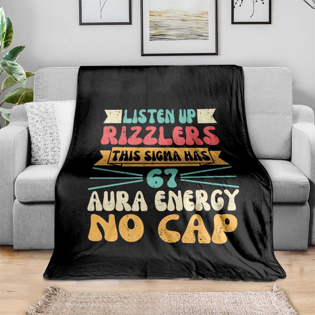 Listen Up Rizzlers This Sigma Has 67 Aura Energy Six Seven Throw Blanket - Wonder Print Shop