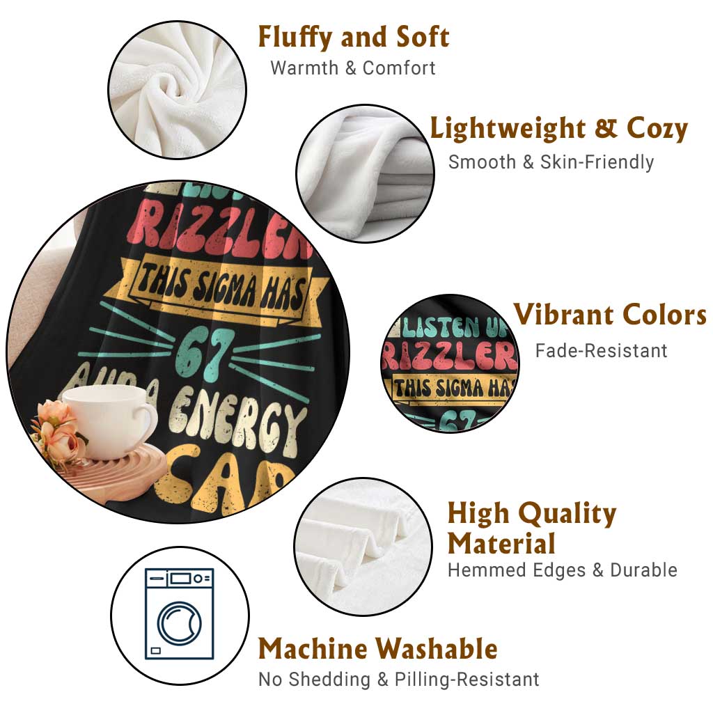 Listen Up Rizzlers This Sigma Has 67 Aura Energy Six Seven Throw Blanket - Wonder Print Shop