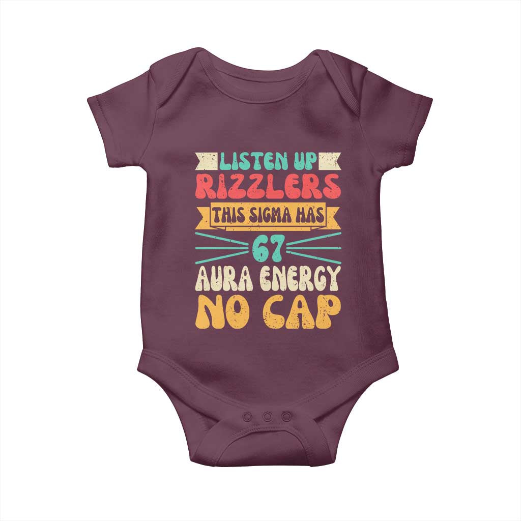 Listen Up Rizzlers This Sigma Has 67 Aura Energy Six Seven Baby Onesie - Wonder Print Shop