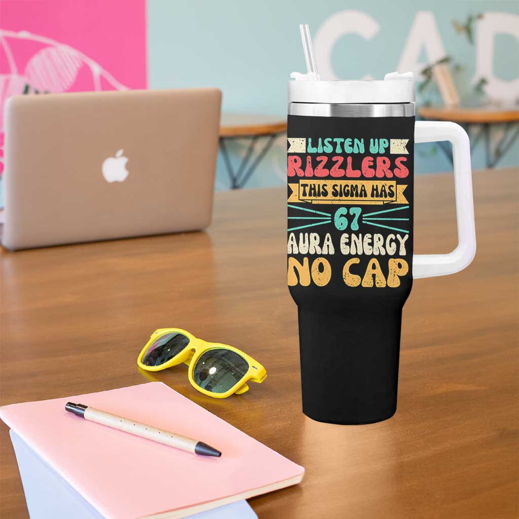 Listen Up Rizzlers This Sigma Has 67 Aura Energy Six Seven Tumbler With Handle - Wonder Print Shop