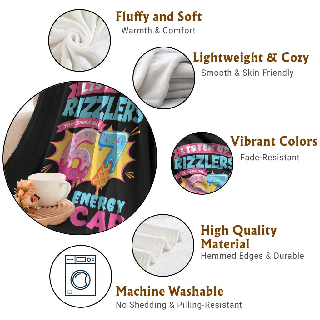 Listen Up Rizzlers This Sigma Has 67 Aura Energy Six Seven Throw Blanket Baseball Drip Number 67 - Wonder Print Shop