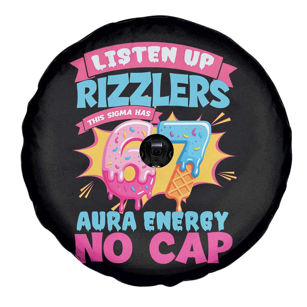Listen Up Rizzlers This Sigma Has 67 Aura Energy Six Seven Spare Tire Cover Baseball Drip Number 67 - Wonder Print Shop
