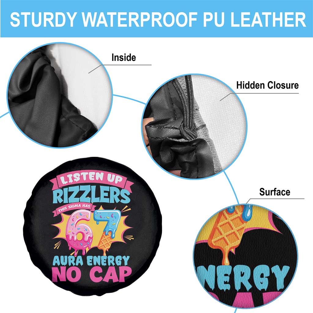 Listen Up Rizzlers This Sigma Has 67 Aura Energy Six Seven Spare Tire Cover Baseball Drip Number 67 - Wonder Print Shop
