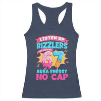 Listen Up Rizzlers This Sigma Has 67 Aura Energy Six Seven Racerback Tank Top Baseball Drip Number 67 - Wonder Print Shop