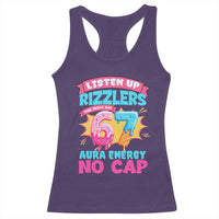 Listen Up Rizzlers This Sigma Has 67 Aura Energy Six Seven Racerback Tank Top Baseball Drip Number 67 - Wonder Print Shop