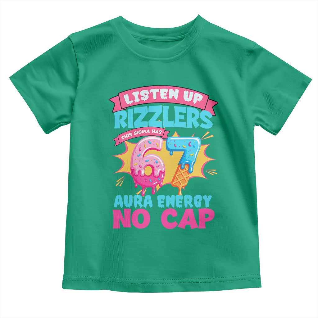 Listen Up Rizzlers This Sigma Has 67 Aura Energy Six Seven Toddler T Shirt Baseball Drip Number 67 - Wonder Print Shop
