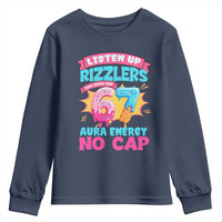 Listen Up Rizzlers This Sigma Has 67 Aura Energy Six Seven Youth Sweatshirt Baseball Drip Number 67 - Wonder Print Shop