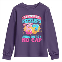 Listen Up Rizzlers This Sigma Has 67 Aura Energy Six Seven Youth Sweatshirt Baseball Drip Number 67 - Wonder Print Shop
