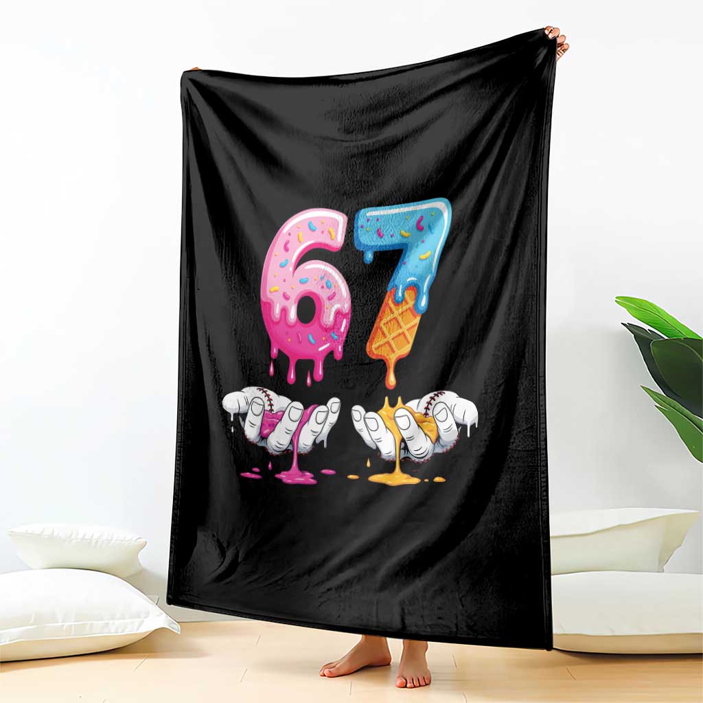Funny 67 Six Seven Ice Cream Drip Throw Blanket Cool Meme 6 7 Funny Number Couple Matching Costume - Wonder Print Shop