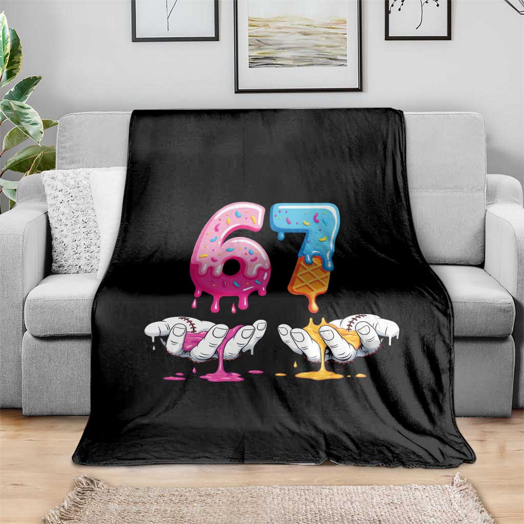 Funny 67 Six Seven Ice Cream Drip Throw Blanket Cool Meme 6 7 Funny Number Couple Matching Costume - Wonder Print Shop