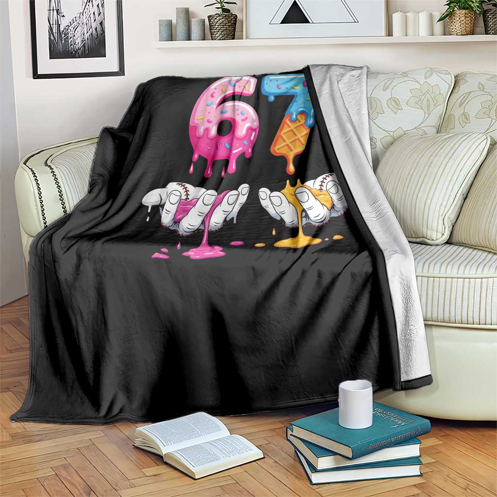 Funny 67 Six Seven Ice Cream Drip Throw Blanket Cool Meme 6 7 Funny Number Couple Matching Costume - Wonder Print Shop