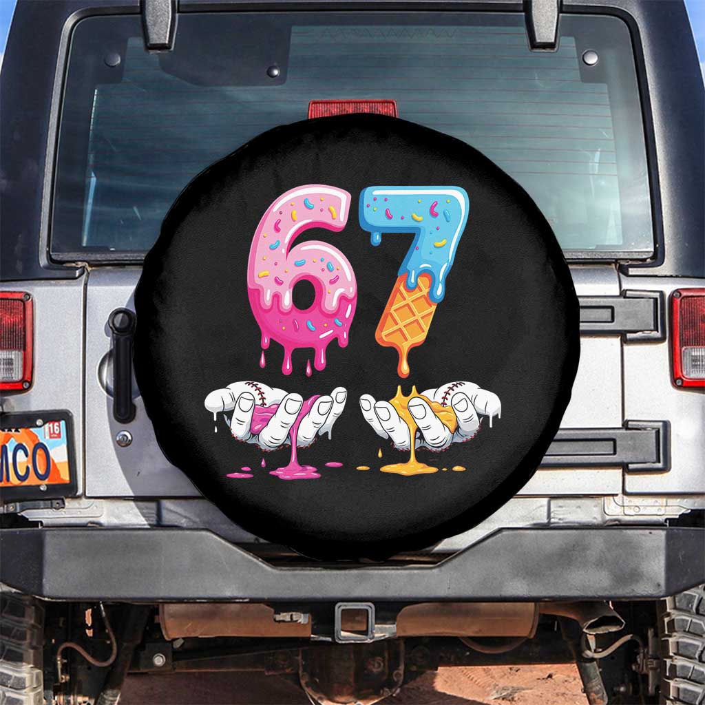 Funny 67 Six Seven Ice Cream Drip Spare Tire Cover Cool Meme 6 7 Funny Number Couple Matching Costume - Wonder Print Shop
