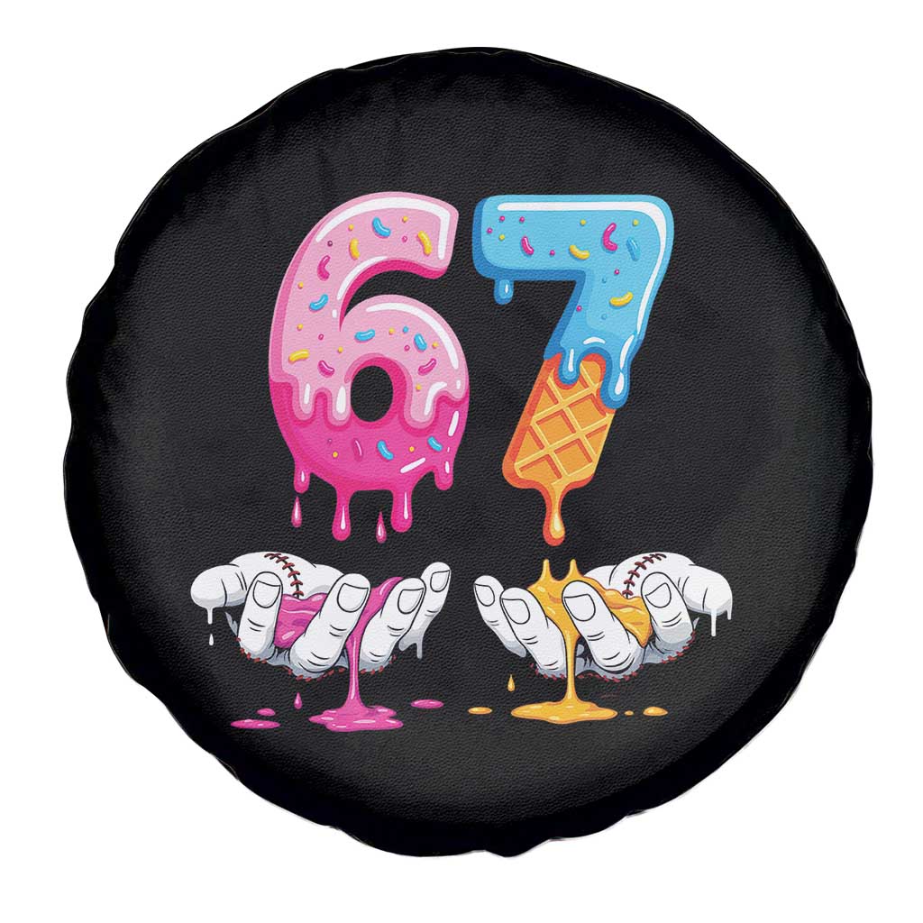 Funny 67 Six Seven Ice Cream Drip Spare Tire Cover Cool Meme 6 7 Funny Number Couple Matching Costume - Wonder Print Shop