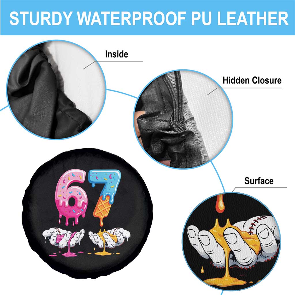 Funny 67 Six Seven Ice Cream Drip Spare Tire Cover Cool Meme 6 7 Funny Number Couple Matching Costume - Wonder Print Shop