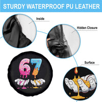 Funny 67 Six Seven Ice Cream Drip Spare Tire Cover Cool Meme 6 7 Funny Number Couple Matching Costume - Wonder Print Shop
