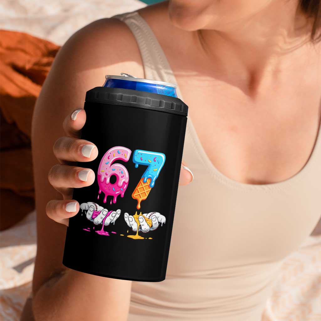 Funny 67 Six Seven Ice Cream Drip 4 in 1 Can Cooler Tumbler Cool Meme 6 7 Funny Number Couple Matching Costume - Wonder Print Shop