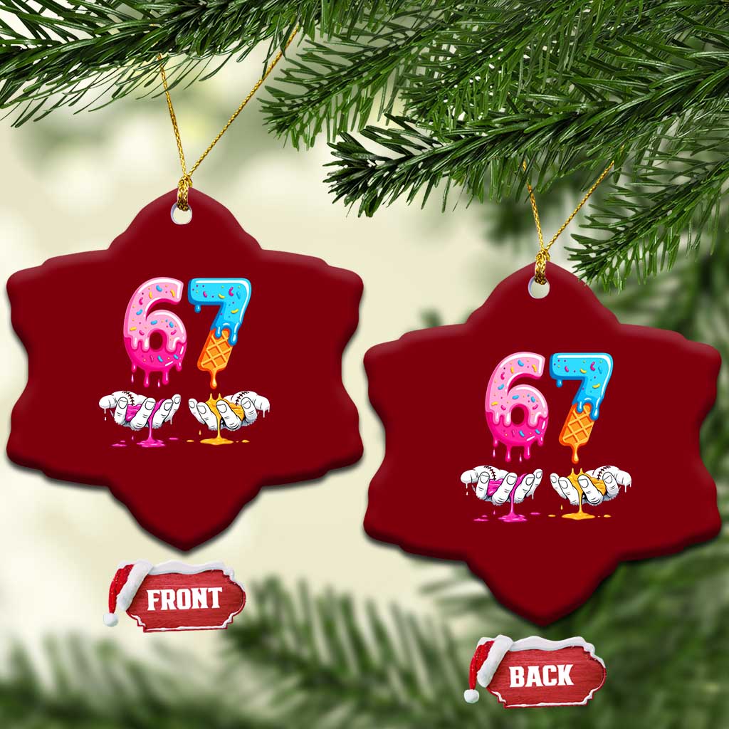 Funny 67 Six Seven Ice Cream Drip Ceramic Ornament Cool Meme 6 7 Funny Number Couple Matching Costume - Wonder Print Shop