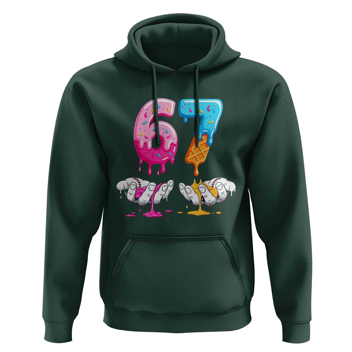 Funny 67 Six Seven Ice Cream Drip Hoodie Cool Meme 6 7 Funny Number Couple Matching Costume - Wonder Print Shop