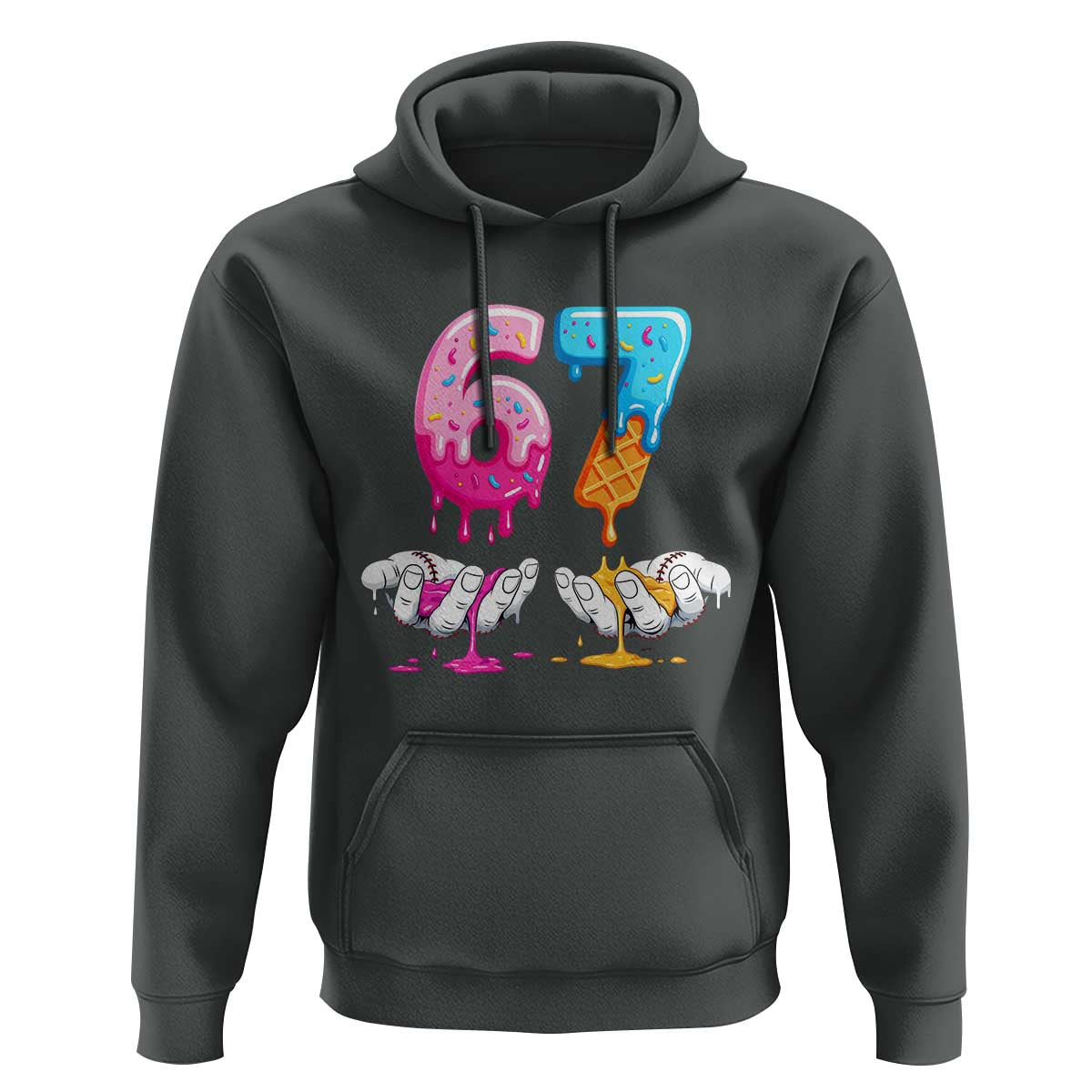 Funny 67 Six Seven Ice Cream Drip Hoodie Cool Meme 6 7 Funny Number Couple Matching Costume - Wonder Print Shop