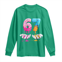 Funny 67 Six Seven Ice Cream Drip Long Sleeve Shirt Cool Meme 6 7 Funny Number Couple Matching Costume - Wonder Print Shop