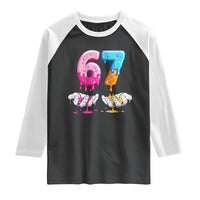 Funny 67 Six Seven Ice Cream Drip Raglan Shirt Cool Meme 6 7 Funny Number Couple Matching Costume - Wonder Print Shop