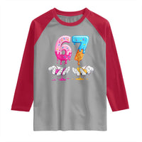 Funny 67 Six Seven Ice Cream Drip Raglan Shirt Cool Meme 6 7 Funny Number Couple Matching Costume - Wonder Print Shop