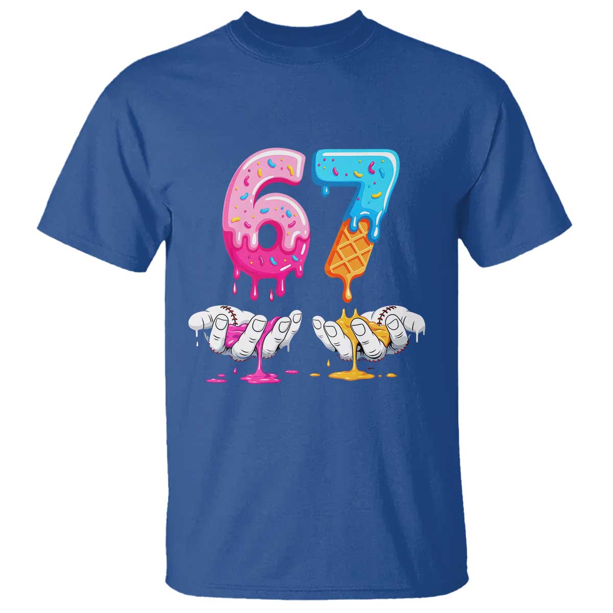 Funny 67 Six Seven Ice Cream Drip T Shirt Cool Meme 6 7 Funny Number Couple Matching Costume - Wonder Print Shop