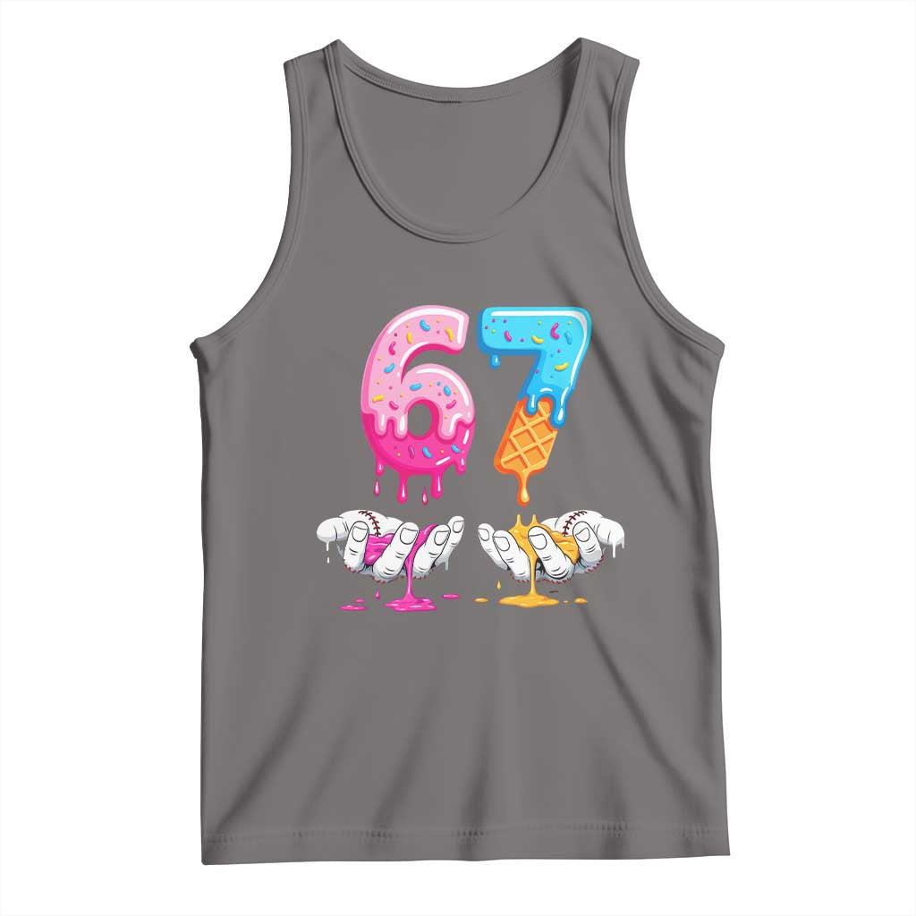 Funny 67 Six Seven Ice Cream Drip Tank Top Cool Meme 6 7 Funny Number Couple Matching Costume - Wonder Print Shop