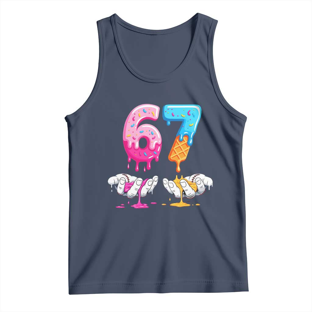 Funny 67 Six Seven Ice Cream Drip Tank Top Cool Meme 6 7 Funny Number Couple Matching Costume - Wonder Print Shop