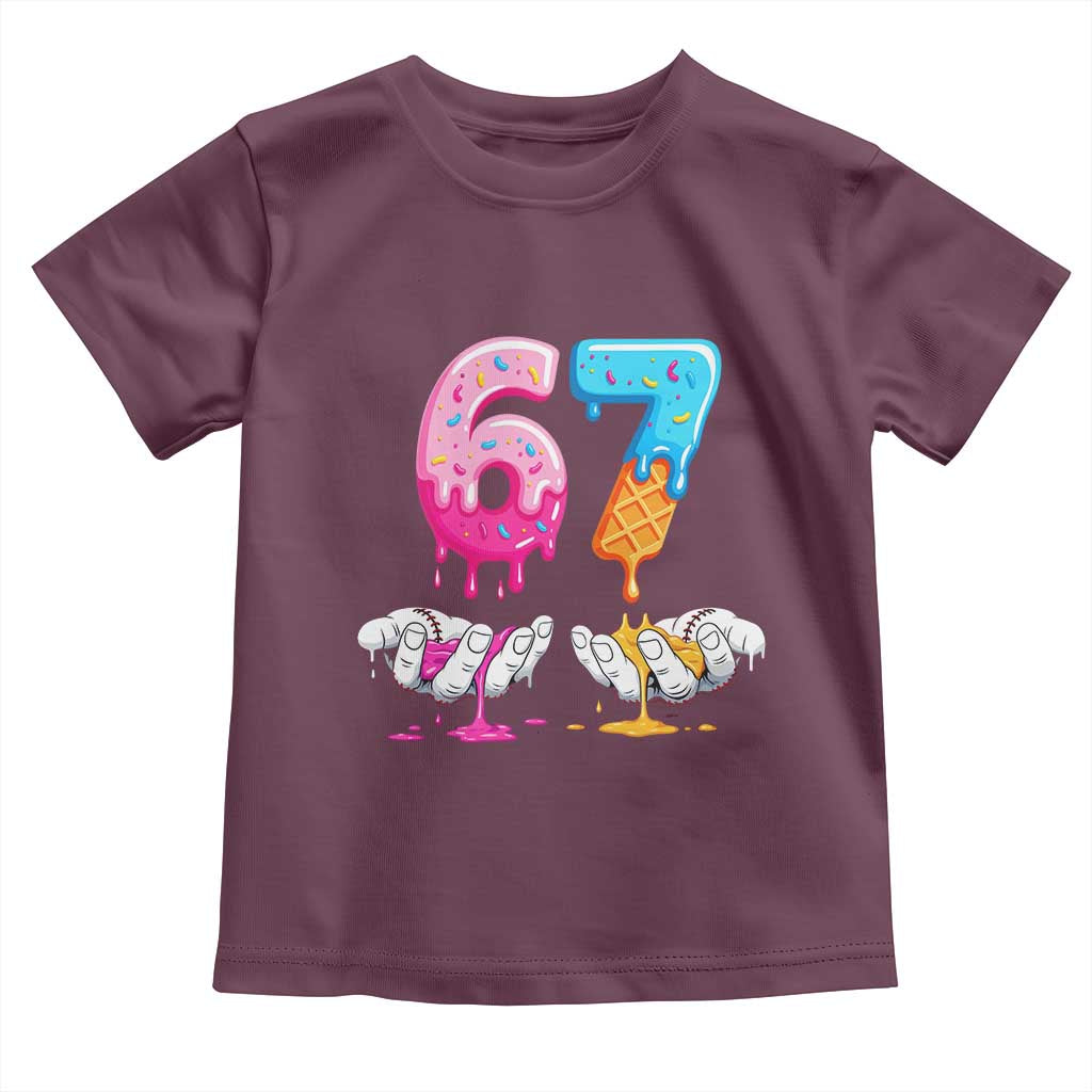 Funny 67 Six Seven Ice Cream Drip Toddler T Shirt Cool Meme 6 7 Funny Number Couple Matching Costume - Wonder Print Shop