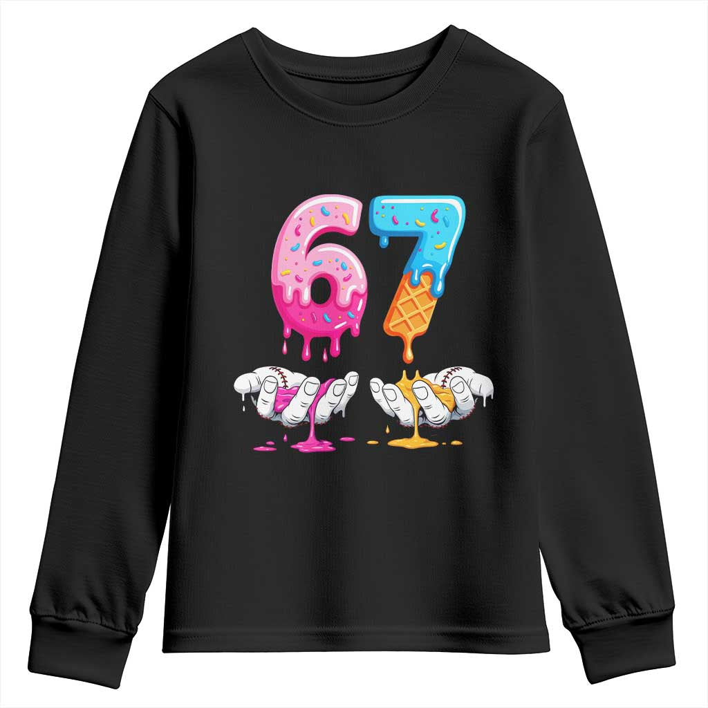 Funny 67 Six Seven Ice Cream Drip Youth Sweatshirt Cool Meme 6 7 Funny Number Couple Matching Costume - Wonder Print Shop