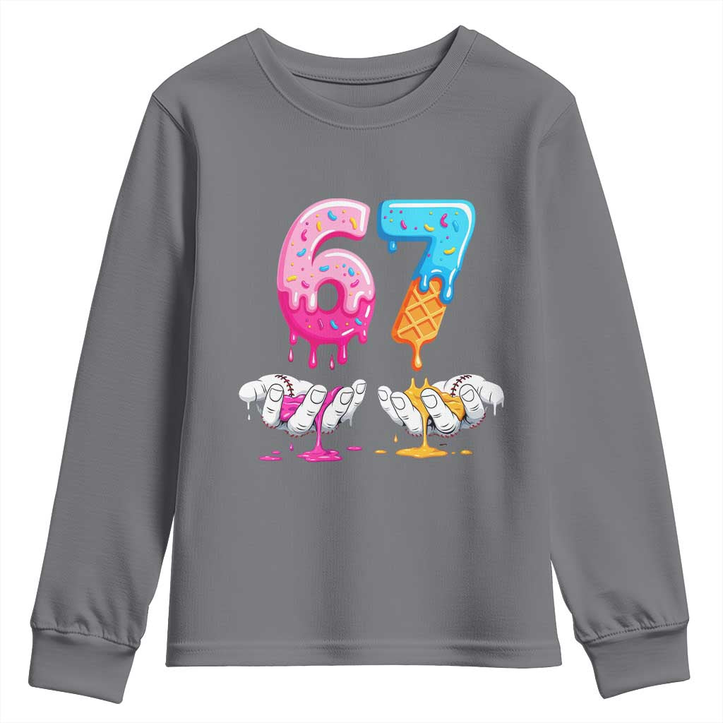 Funny 67 Six Seven Ice Cream Drip Youth Sweatshirt Cool Meme 6 7 Funny Number Couple Matching Costume - Wonder Print Shop