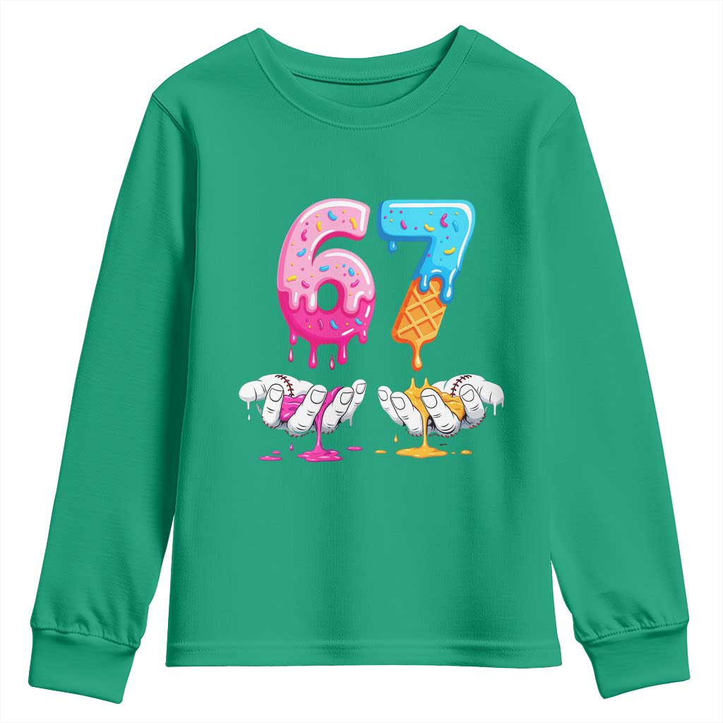 Funny 67 Six Seven Ice Cream Drip Youth Sweatshirt Cool Meme 6 7 Funny Number Couple Matching Costume - Wonder Print Shop