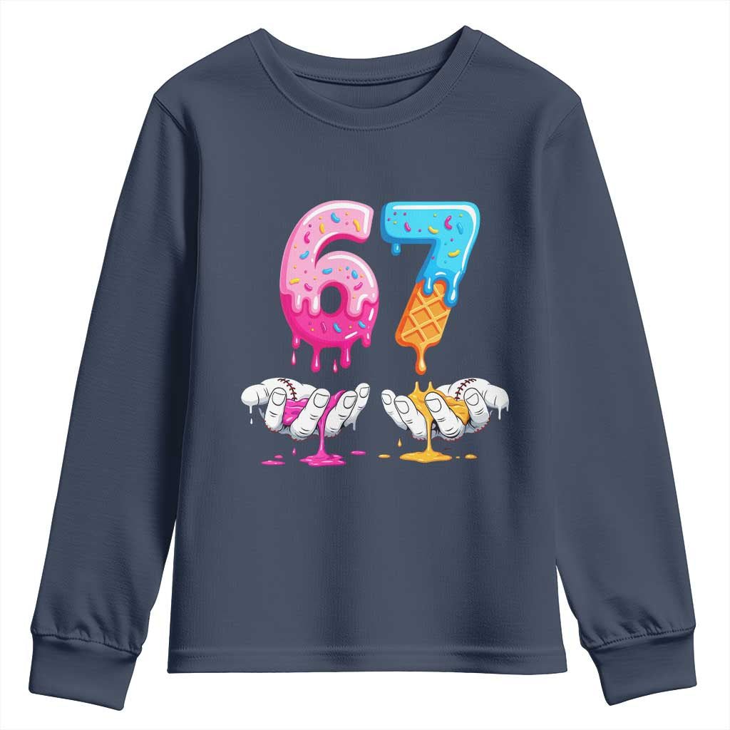 Funny 67 Six Seven Ice Cream Drip Youth Sweatshirt Cool Meme 6 7 Funny Number Couple Matching Costume - Wonder Print Shop