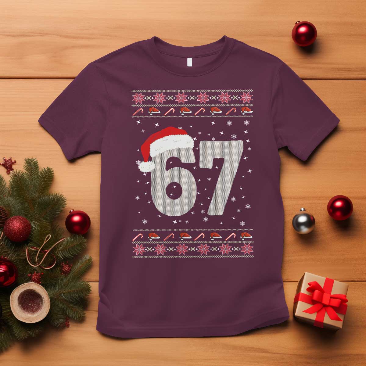 Funny Six Seven 6 7 Meme Ugly Christmas T Shirt Gen Alpha Slang - Wonder Print Shop