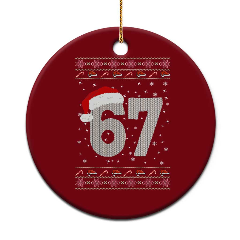 Funny Six Seven 6 7 Meme Ugly Christmas Ceramic Ornament Gen Alpha Slang - Wonder Print Shop