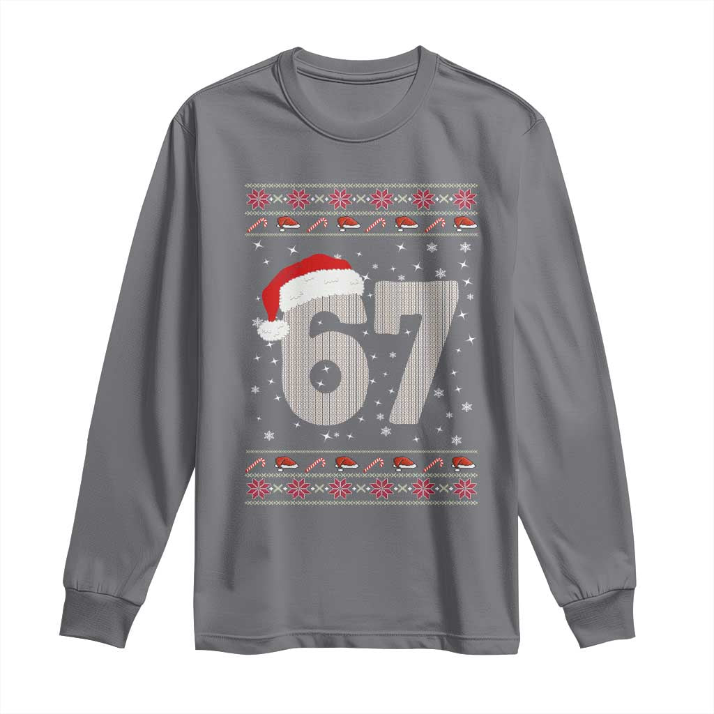 Funny Six Seven 6 7 Meme Ugly Christmas Long Sleeve Shirt Gen Alpha Slang - Wonder Print Shop