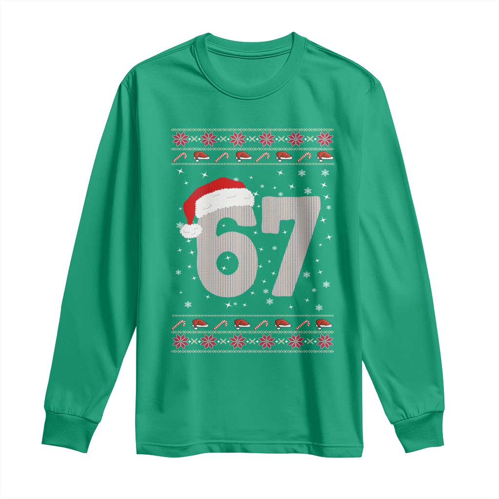 Funny Six Seven 6 7 Meme Ugly Christmas Long Sleeve Shirt Gen Alpha Slang - Wonder Print Shop