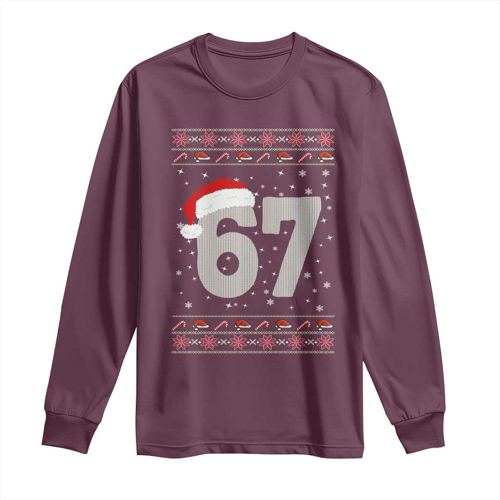 Funny Six Seven 6 7 Meme Ugly Christmas Long Sleeve Shirt Gen Alpha Slang - Wonder Print Shop